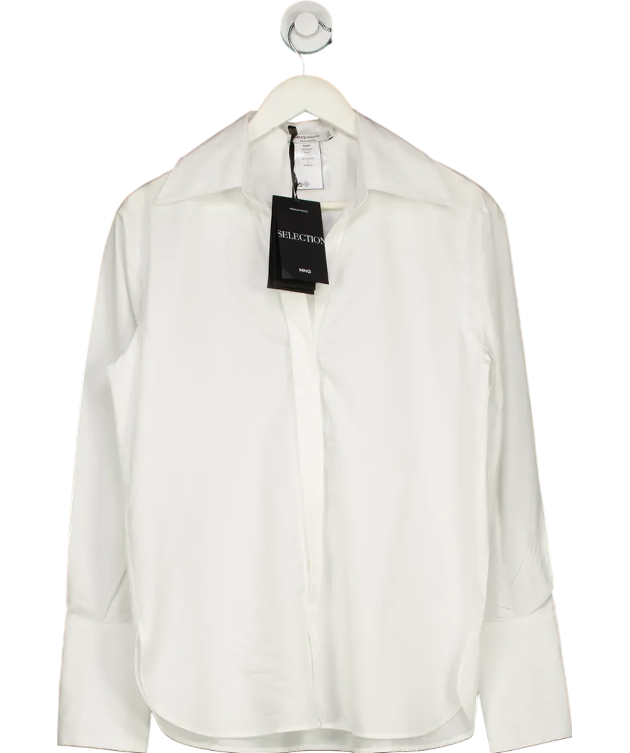 Mango Selection White Regular Cotton Lyocell Blend Shirt UK S