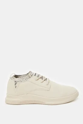 Men Beige Lace Up Derby