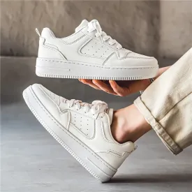 Men Casual Leather Comfortable Flat Slip-on White Shoes