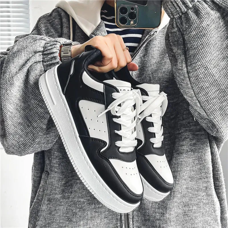 Men Casual Leather Comfortable Flat Slip-on White Shoes