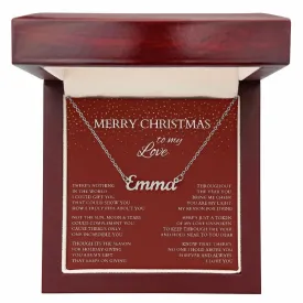 Merry Christmas Name Necklace to My Wife, Holiday Custom Minimalist Necklace with Poem for Love, Lover, Life Partner