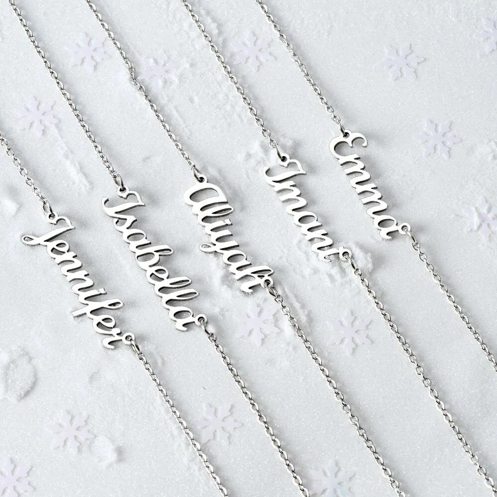Merry Christmas Name Necklace to My Wife, Holiday Custom Minimalist Necklace with Poem for Love, Lover, Life Partner