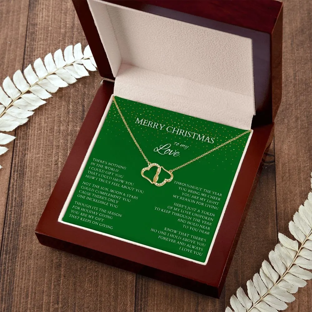 Merry Christmas to My Love Diamond and Gold Necklace to Wife, Everlasting Love Necklace to Lover, Christmas Gift for Partner