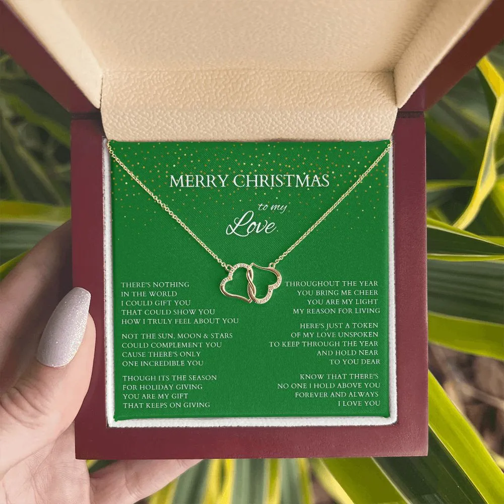 Merry Christmas to My Love Diamond and Gold Necklace to Wife, Everlasting Love Necklace to Lover, Christmas Gift for Partner