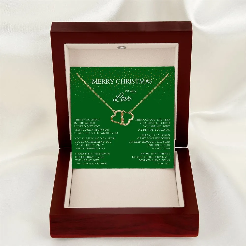 Merry Christmas to My Love Diamond and Gold Necklace to Wife, Everlasting Love Necklace to Lover, Christmas Gift for Partner