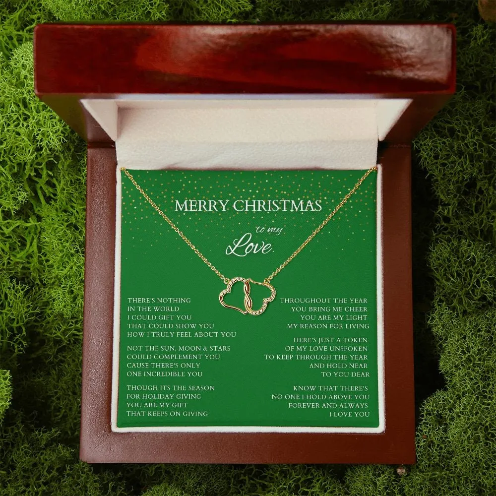 Merry Christmas to My Love Diamond and Gold Necklace to Wife, Everlasting Love Necklace to Lover, Christmas Gift for Partner