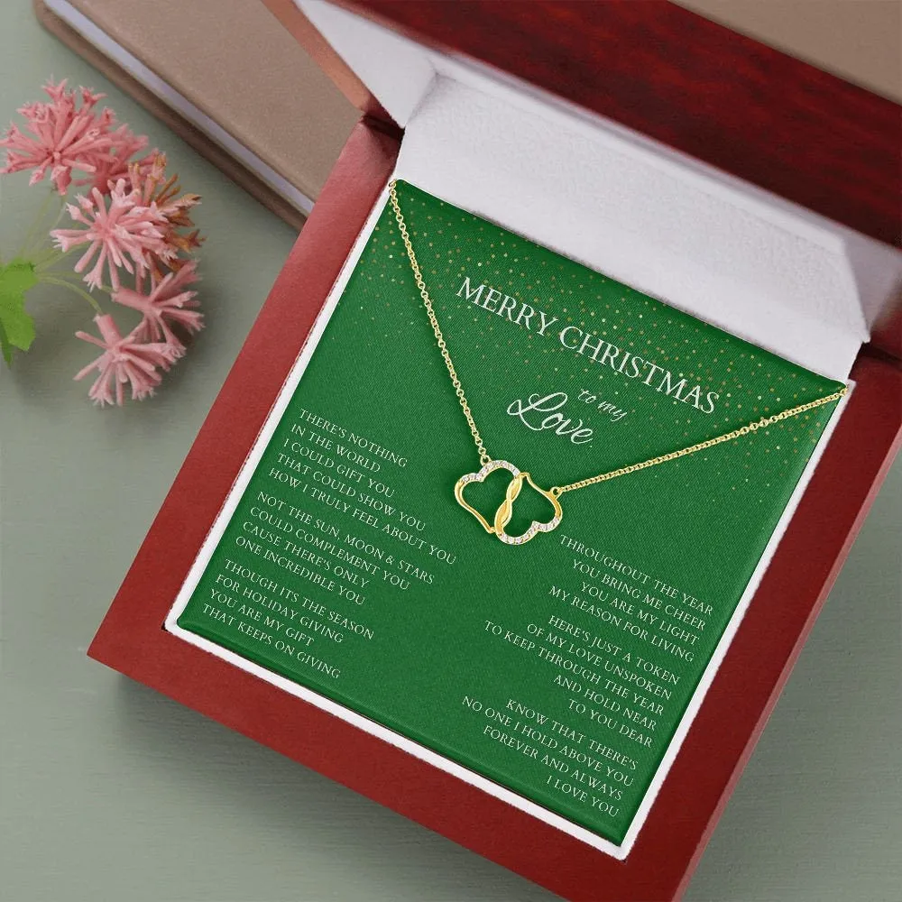 Merry Christmas to My Love Diamond and Gold Necklace to Wife, Everlasting Love Necklace to Lover, Christmas Gift for Partner