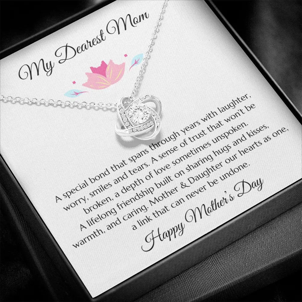 Mother's Day Gift, Mothers Day Message Card Jewelry, Mom Gift, Gold Love Knot and Mom Poem, To Mom from Daughter, to Mom from Son, Mom Gift