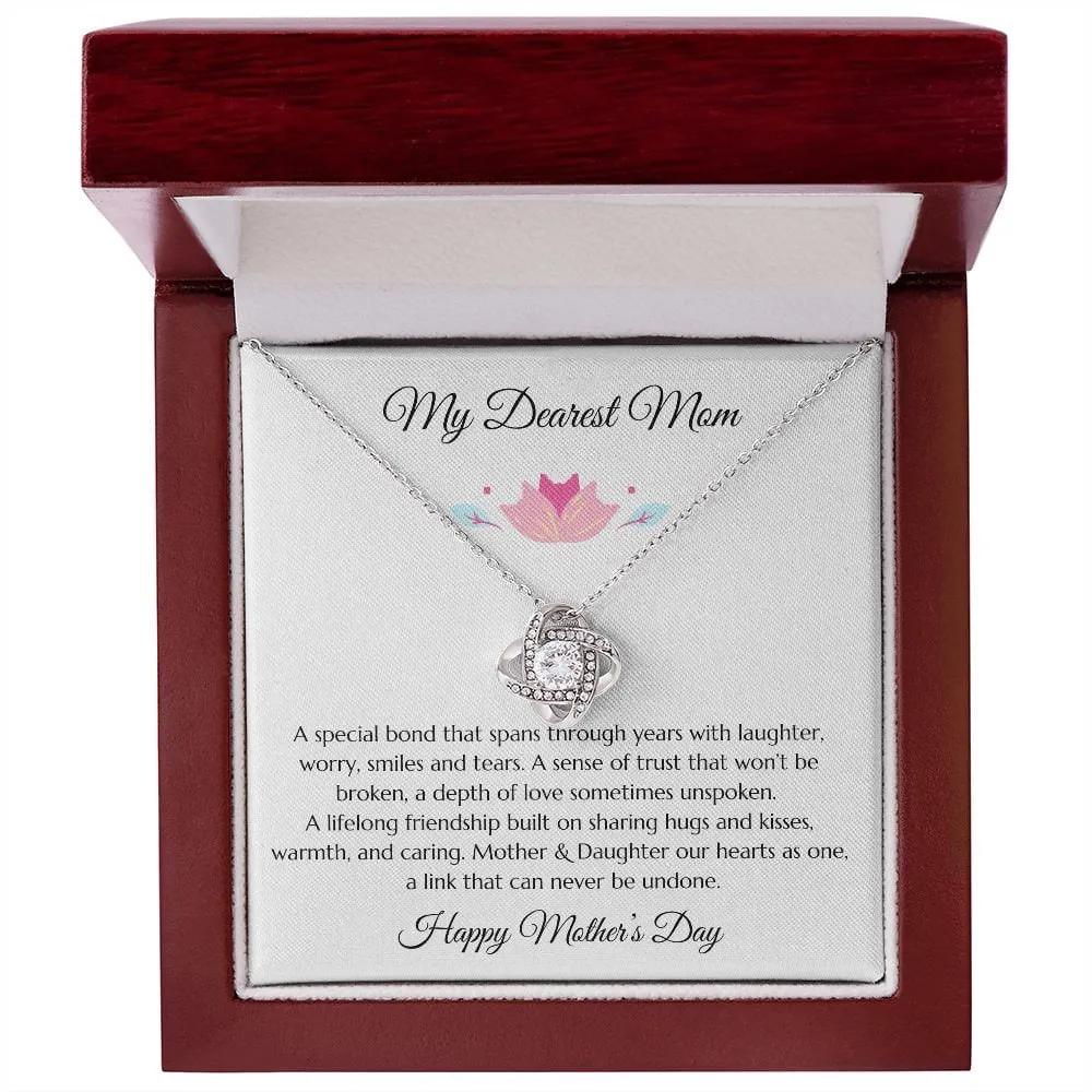 Mother's Day Gift, Mothers Day Message Card Jewelry, Mom Gift, Gold Love Knot and Mom Poem, To Mom from Daughter, to Mom from Son, Mom Gift