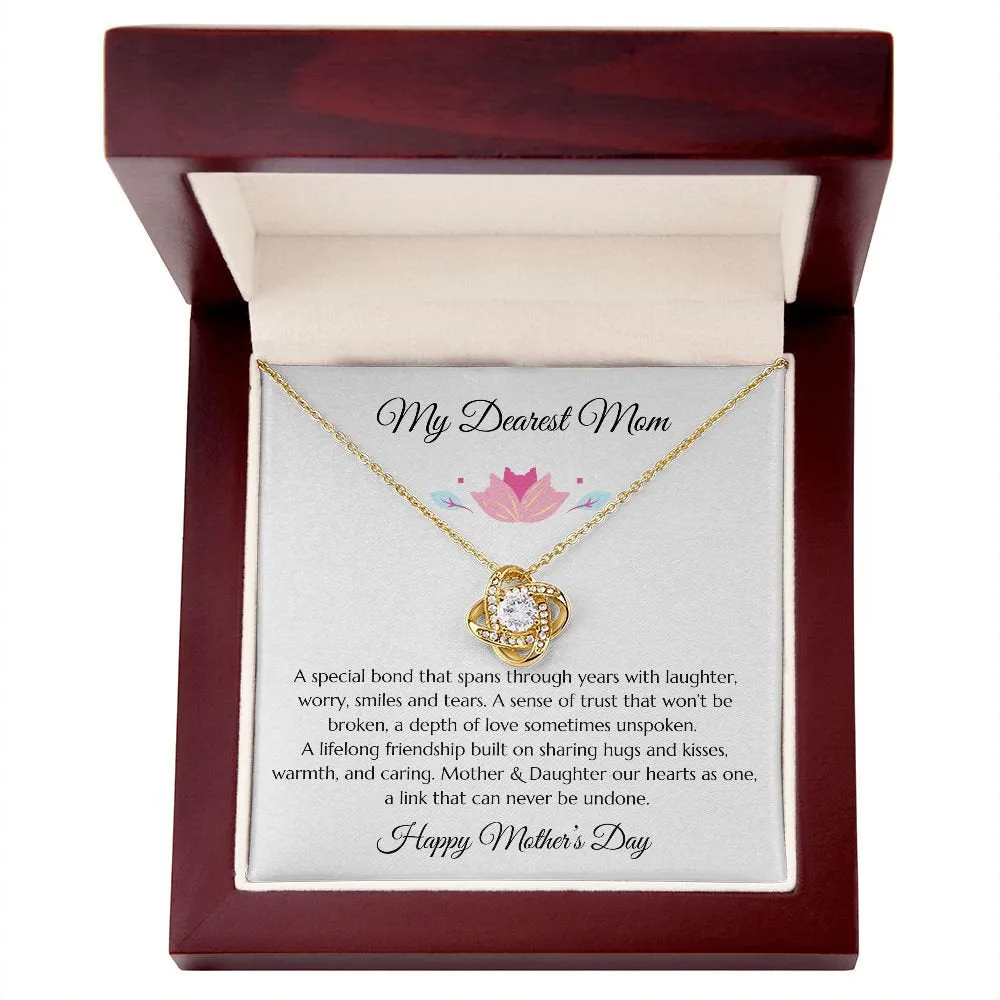 Mother's Day Gift, Mothers Day Message Card Jewelry, Mom Gift, Gold Love Knot and Mom Poem, To Mom from Daughter, to Mom from Son, Mom Gift