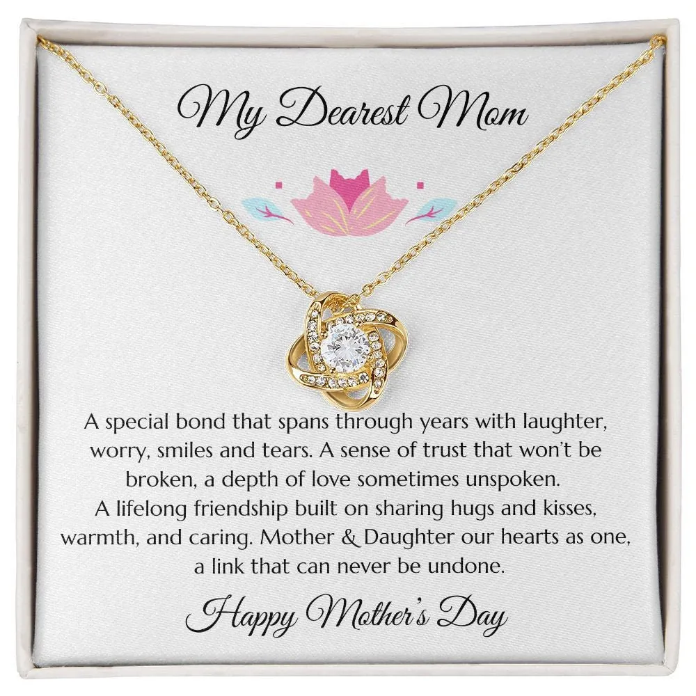 Mother's Day Gift, Mothers Day Message Card Jewelry, Mom Gift, Gold Love Knot and Mom Poem, To Mom from Daughter, to Mom from Son, Mom Gift