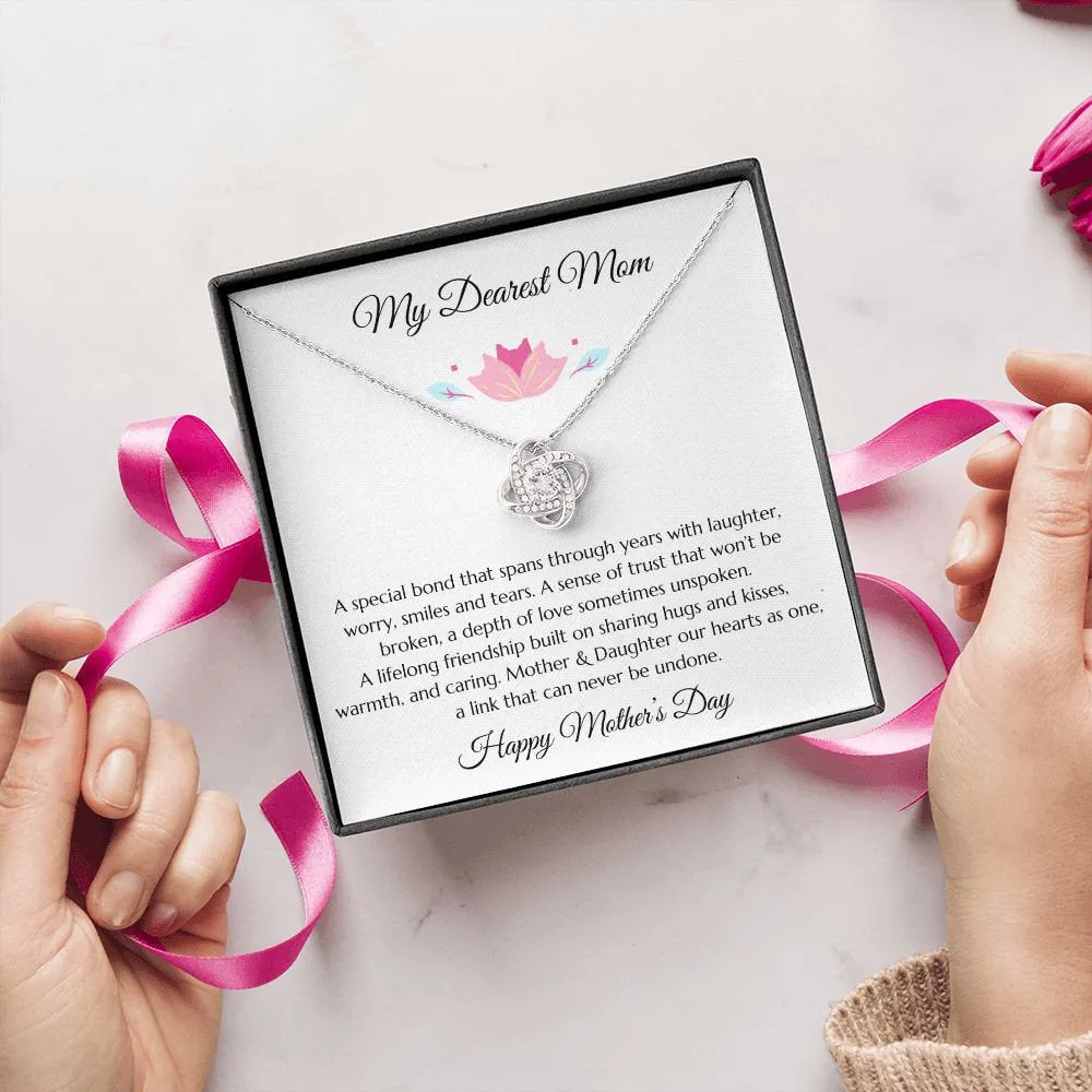 Mother's Day Gift, Mothers Day Message Card Jewelry, Mom Gift, Gold Love Knot and Mom Poem, To Mom from Daughter, to Mom from Son, Mom Gift