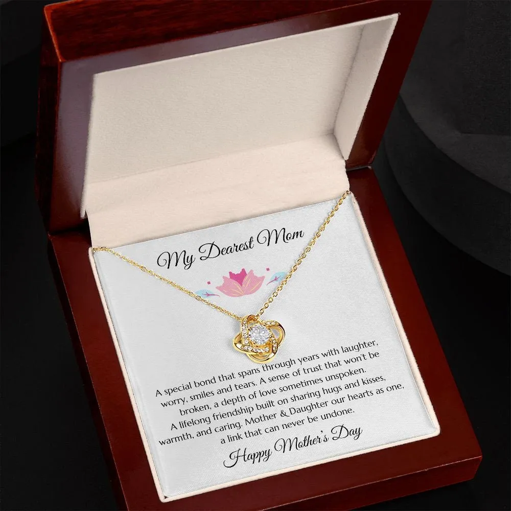 Mother's Day Gift, Mothers Day Message Card Jewelry, Mom Gift, Gold Love Knot and Mom Poem, To Mom from Daughter, to Mom from Son, Mom Gift