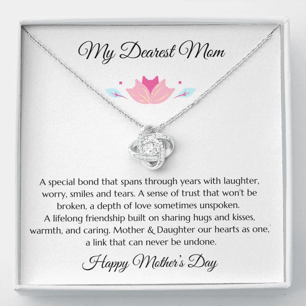 Mother's Day Gift, Mothers Day Message Card Jewelry, Mom Gift, Gold Love Knot and Mom Poem, To Mom from Daughter, to Mom from Son, Mom Gift