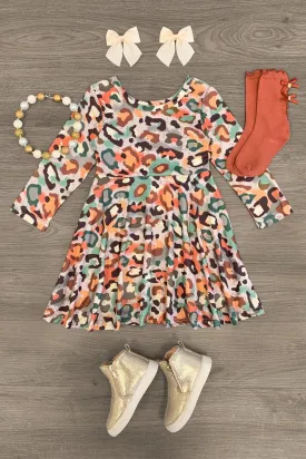 Multicolor Leopard Long Sleeve Dress Multicolor Leopard Long Sleeve Dress
