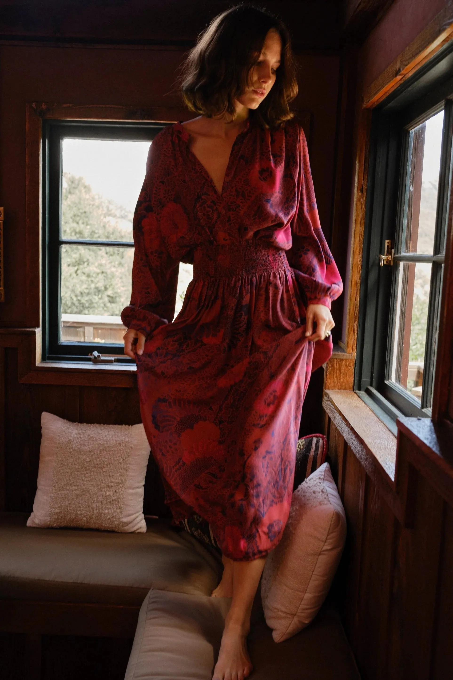 Natalie Martin Long Sleeve Shirt in Peacock Currant