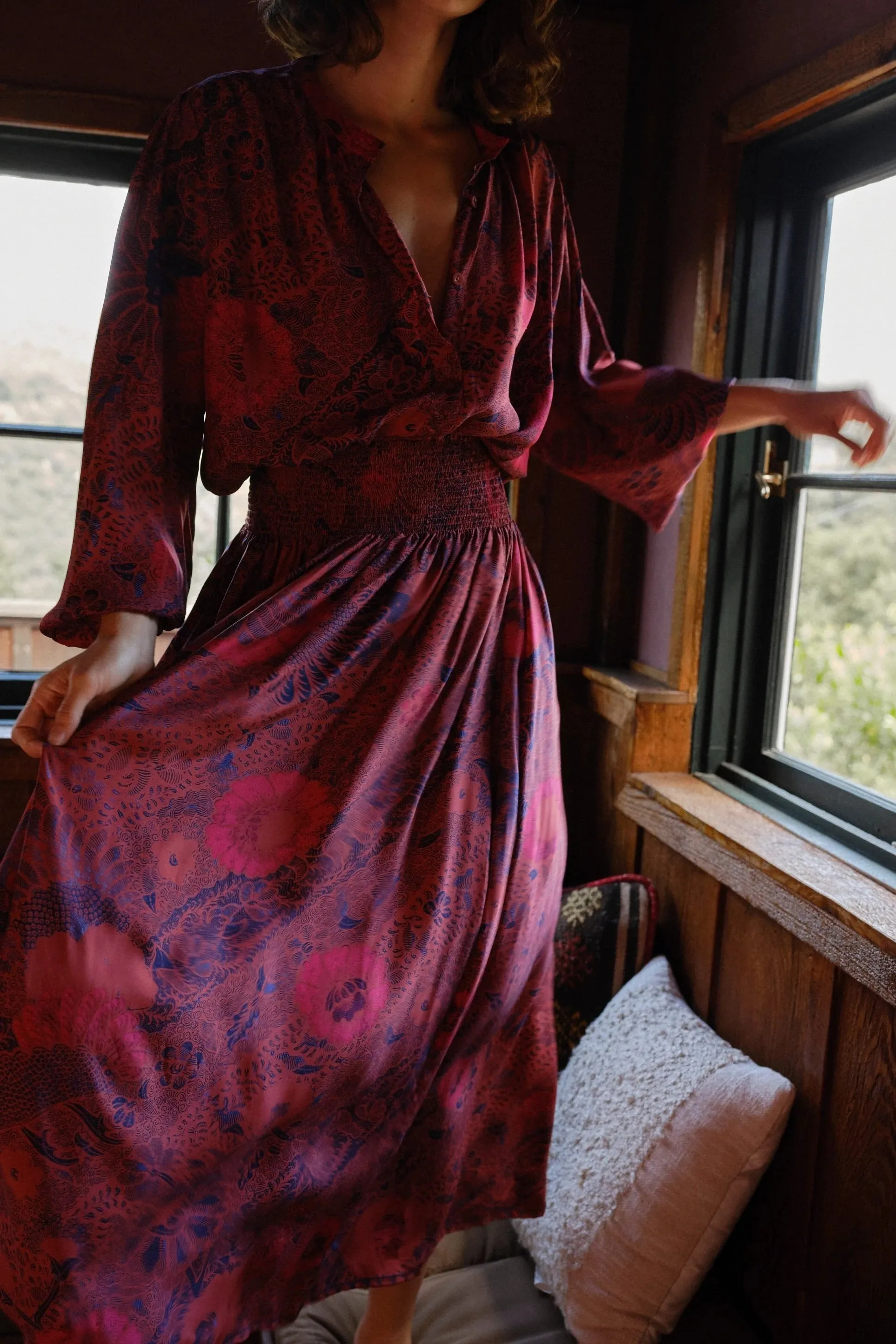 Natalie Martin Long Sleeve Shirt in Peacock Currant
