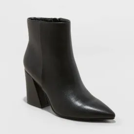 New - A New Day Women's Memory Foam Zipper Ankle Dress Boots 3.25" Block Heel