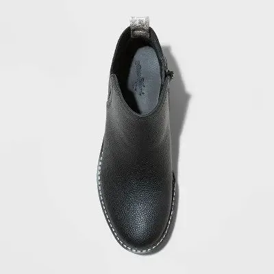 New - Universal Thread Women's Faux Leather Ankle Boots Block Heel Memory Foam