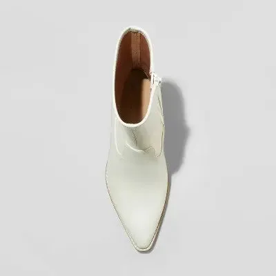 New - Universal Thread Women's Mid Calf Chunky Heel Boots Leather Memory Foam Insole