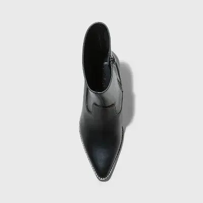 New - Universal Thread Women's Mid Calf Chunky Heel Boots Leather Memory Foam Insole