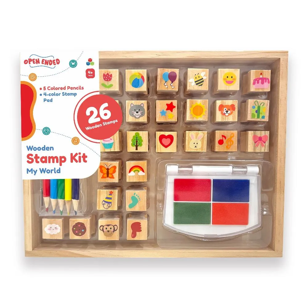 Open Ended Wooden Stamp Kit -  My World
