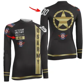 Personalized USA Army Veteran Women's Long Sleeve Rash Guard
