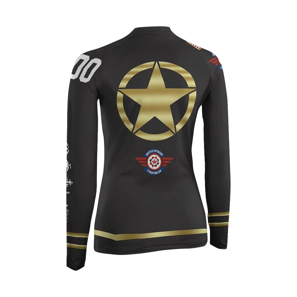 Personalized USA Army Veteran Women's Long Sleeve Rash Guard