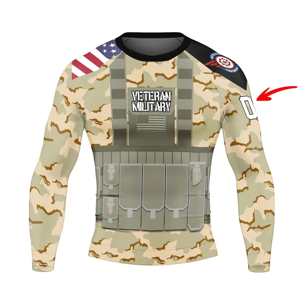 Personalized USA Coast Guard Veteran Men's Long Sleeve Rash Guard