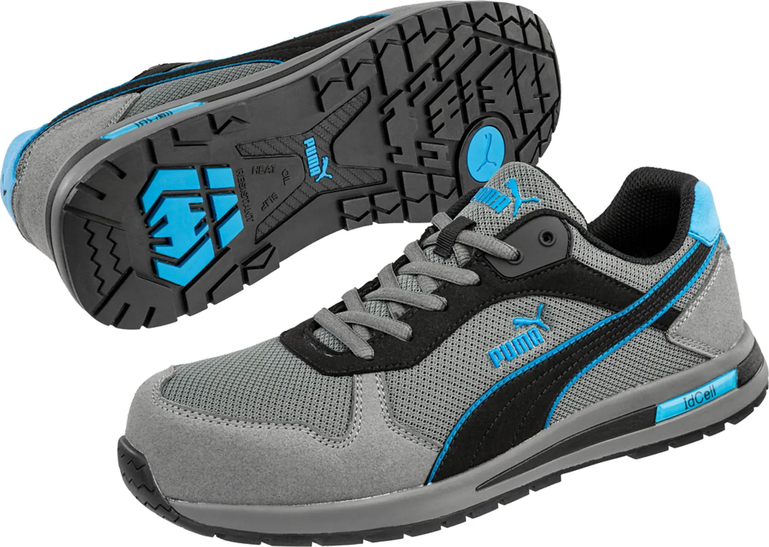 Puma Safety Mens Frontside Low Grey/Blue Mesh EH SR Work Shoes
