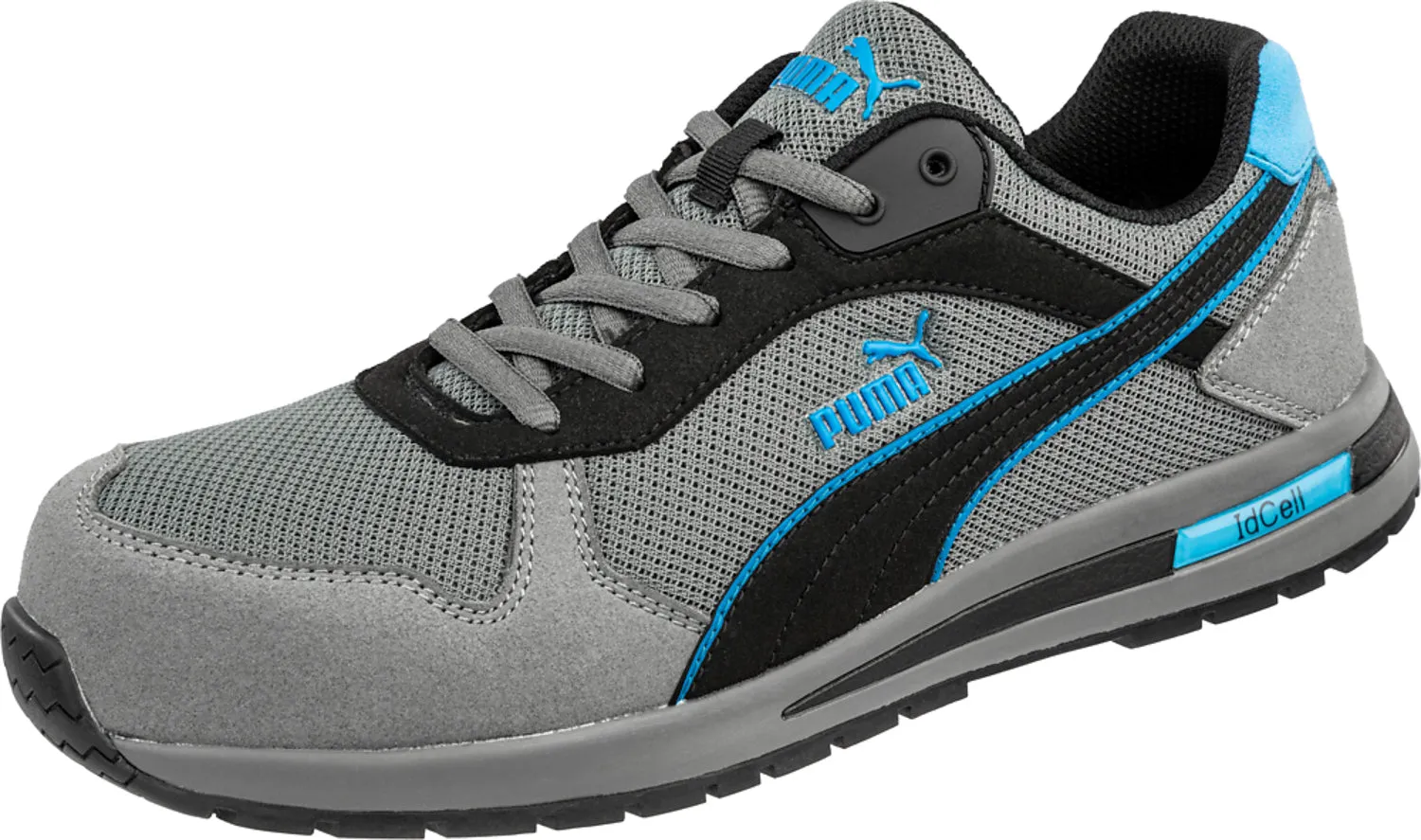 Puma Safety Mens Frontside Low Grey/Blue Mesh EH SR Work Shoes