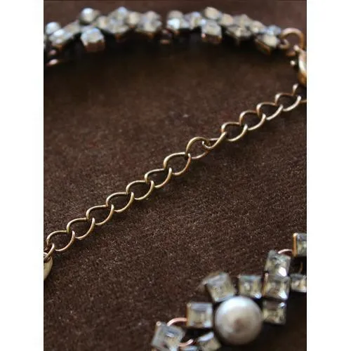 Rhinestone Pearly Geometry Collar Necklace