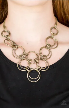 Ringing Off The Hook - Brass Paparazzi Necklace - Paparazzi Accessories