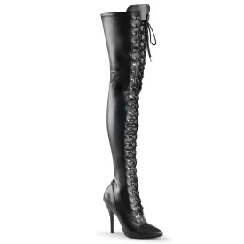 SEDUCE-3024 Pleaser Black Faux Leather Sexy Single Sole Shoes (Fetish Footwear)