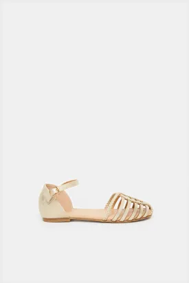 Senior Girls Gold Braided Fisherman Sandals