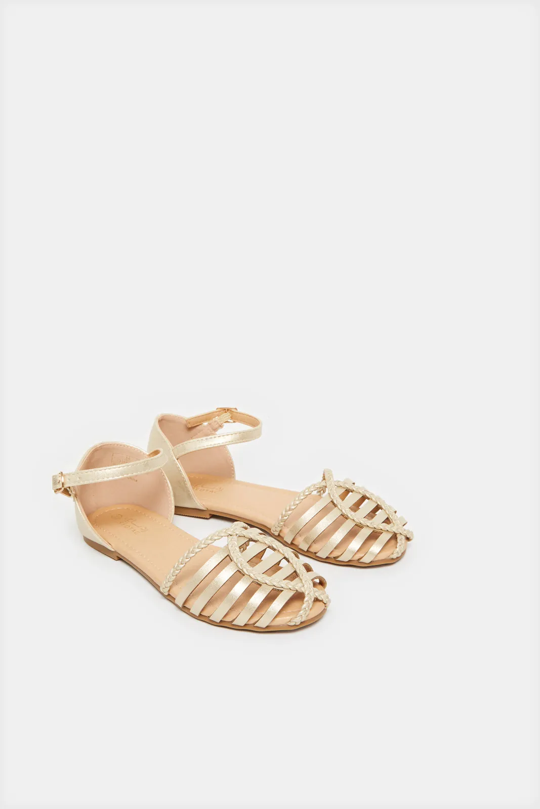 Senior Girls Gold Braided Fisherman Sandals