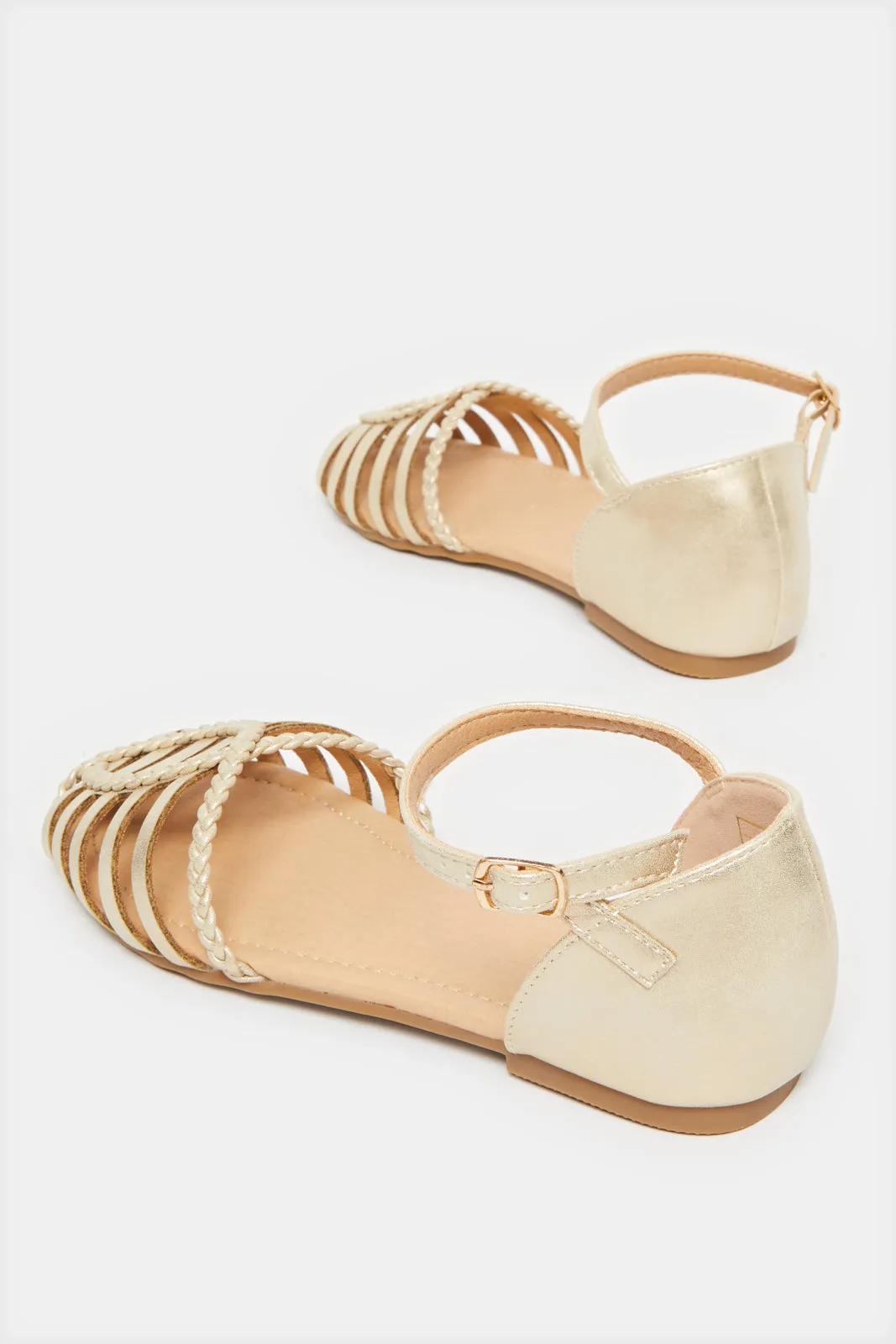 Senior Girls Gold Braided Fisherman Sandals