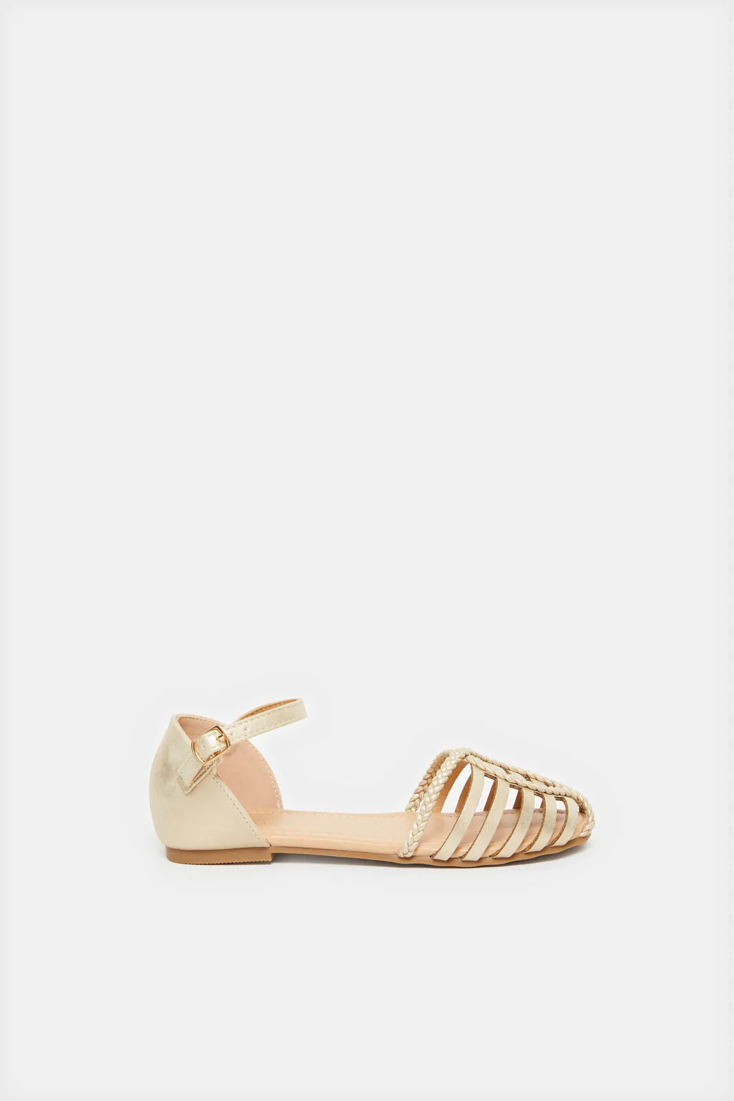 Senior Girls Gold Braided Fisherman Sandals