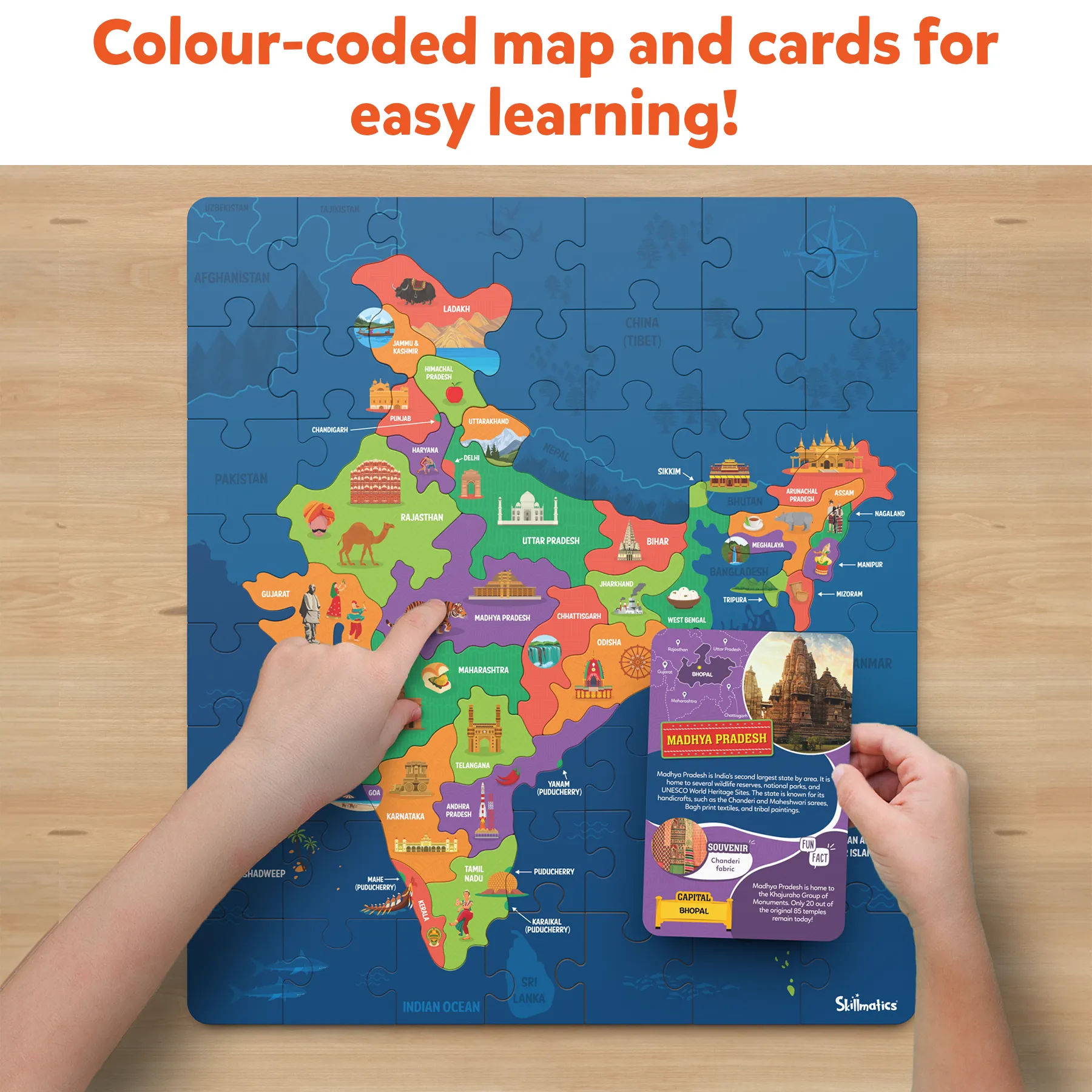 Skillmatics India Map Puzzle - 70 Pieces, Educational Toy For Learning 300  Facts About India, Gifts For Ages 6 To 12