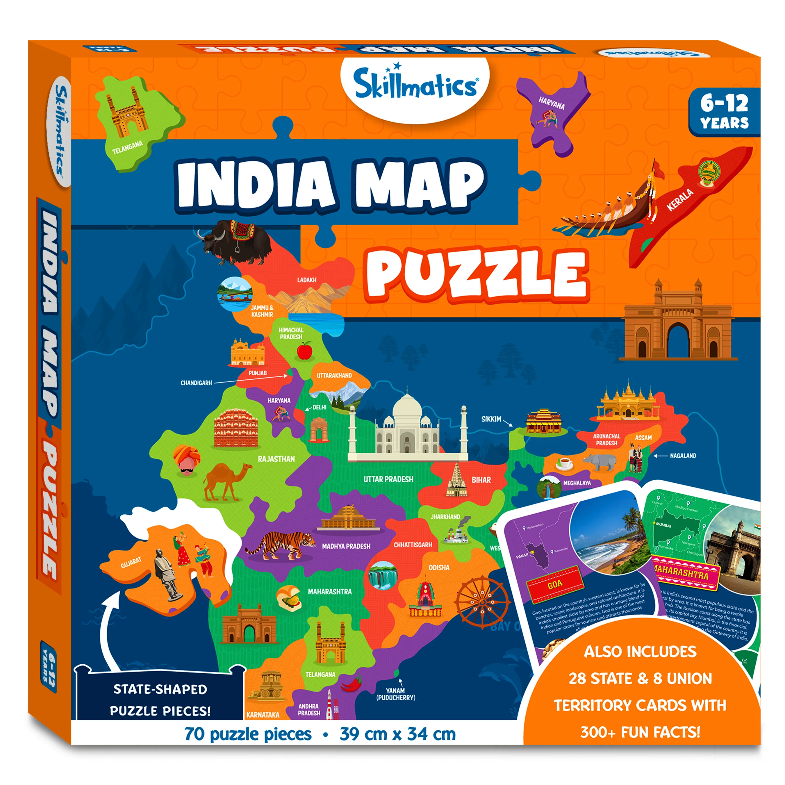 Skillmatics India Map Puzzle - 70 Pieces, Educational Toy For Learning 300  Facts About India, Gifts For Ages 6 To 12