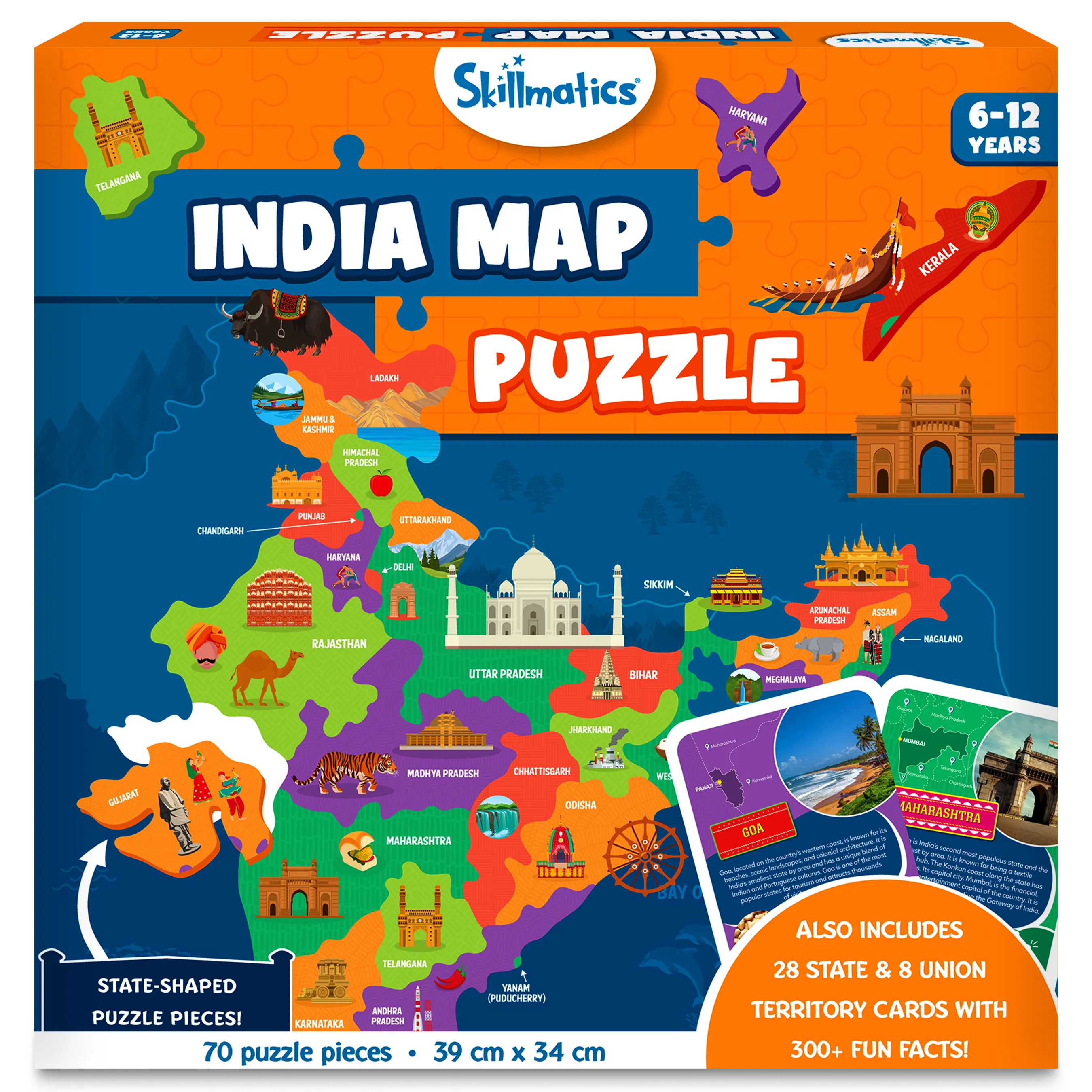 Skillmatics India Map Puzzle - 70 Pieces, Educational Toy For Learning 300  Facts About India, Gifts For Ages 6 To 12