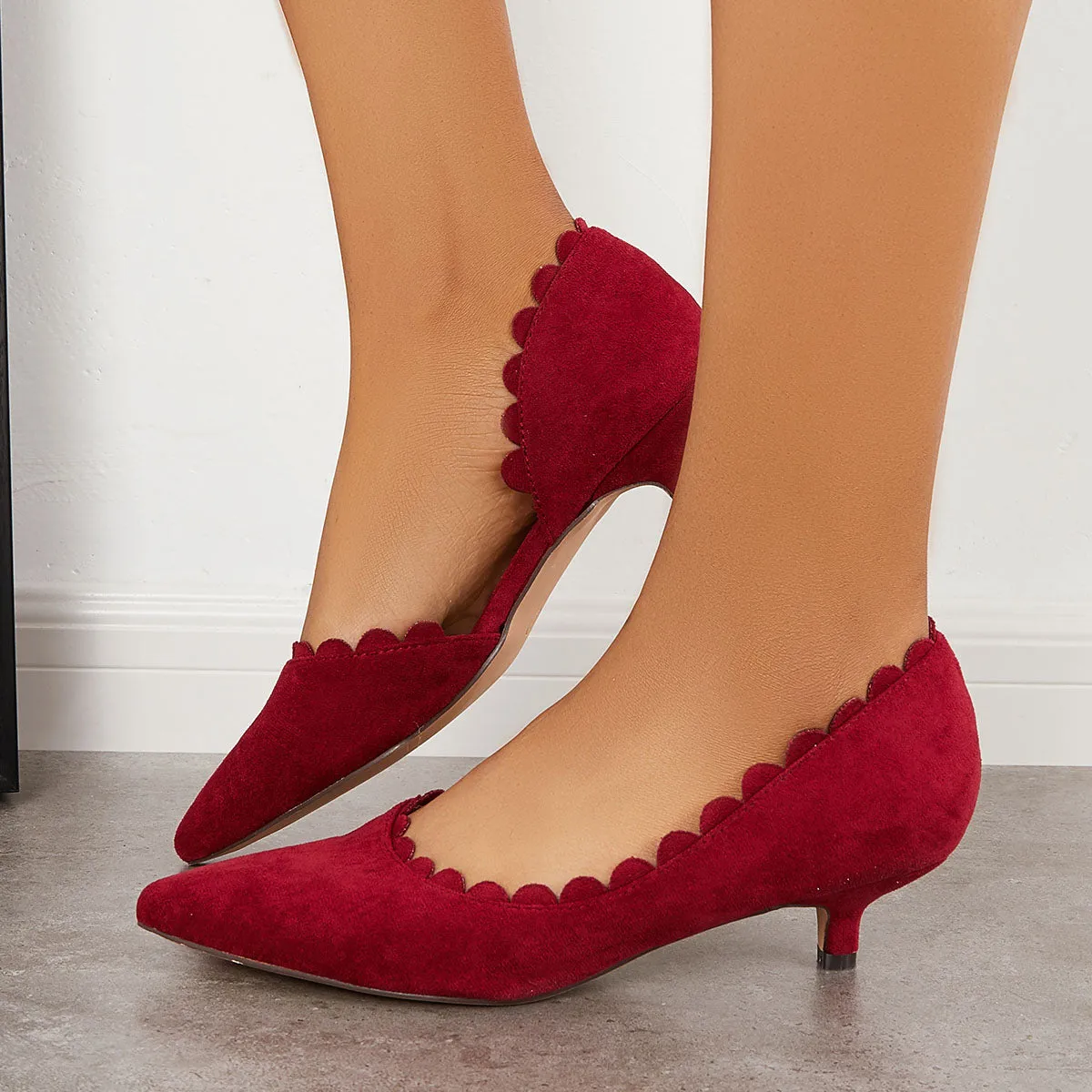 Sohiwoo woman formal Pointed Toe Low Kitten Heel Pumps Dress Shoes