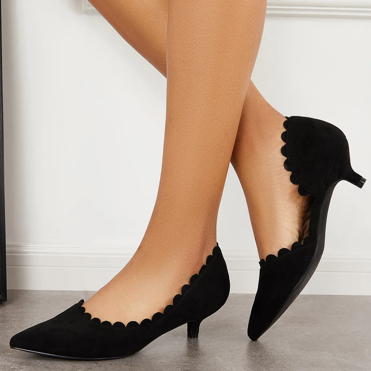 Sohiwoo woman formal Pointed Toe Low Kitten Heel Pumps Dress Shoes