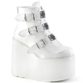 SWING-105 DemoniaCult White Vegan Leather Sexy Women's Ankle Boots (Alternative Footwear)