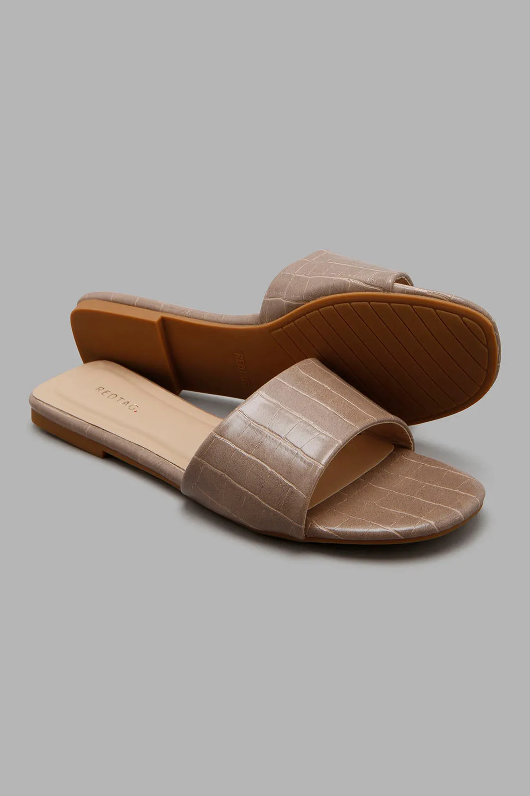 Taupe Croc Print Mule