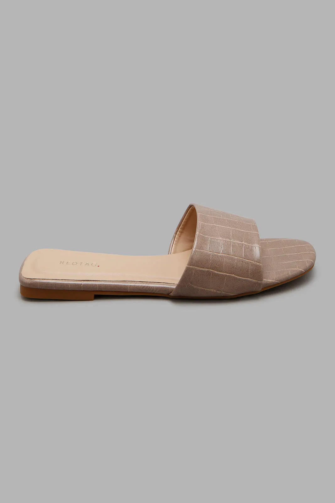 Taupe Croc Print Mule