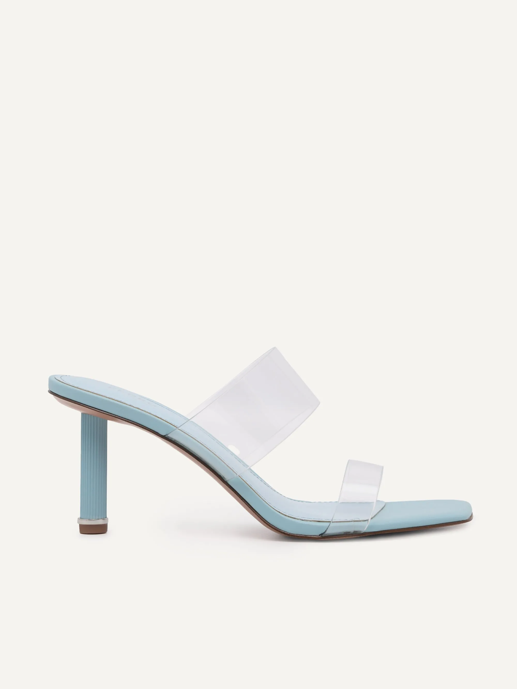 Vinyl Double Strap Heeled Sandals