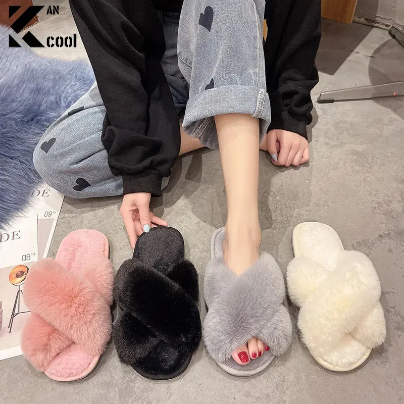Winter Casual Fluffy Soft Warm Slippers