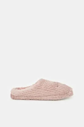 Women Pink Closed Toe Crown Slipper