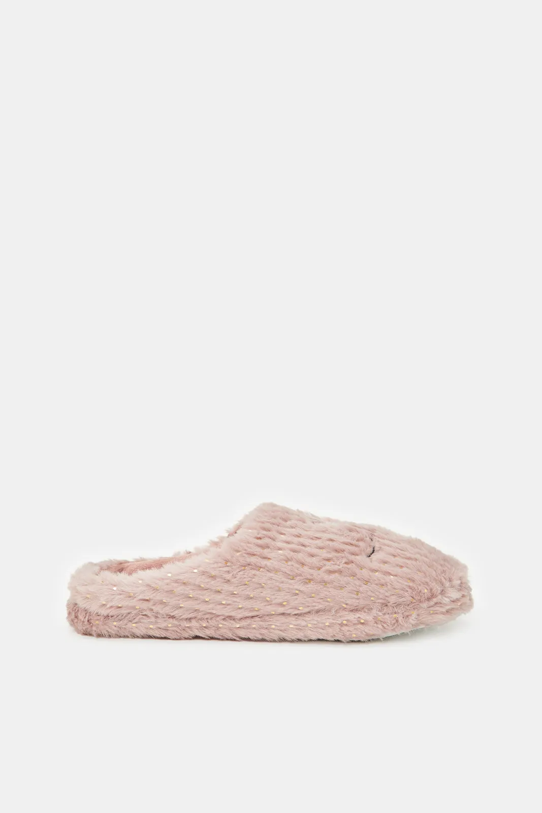 Women Pink Closed Toe Crown Slipper